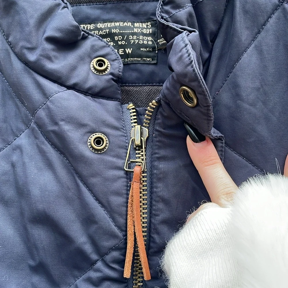 J. Crew Navy Blue Quilted Snap-Button Jacket